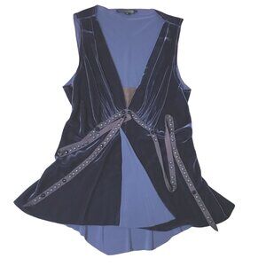 ROZAE NICHOLS Deep Purple Velvet Wrap Tie Top Raw Edgy Whimsygoth M USA